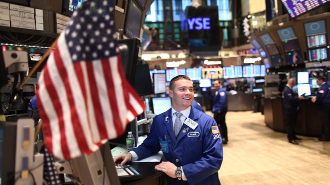 NYSE Trader Happy w Flag